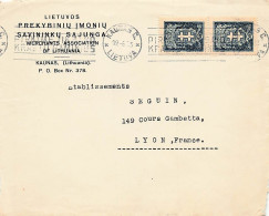 LETTRE. DEVANT. 1933. MERCHANTS ASSOCIATION. KAUNAS POUR LA FRANCE - Lithuania