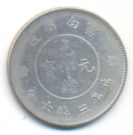 China Yunnan Province Republic Silver 50 Cents ND (1920-1931) F/VF KM Y#257.2 - China