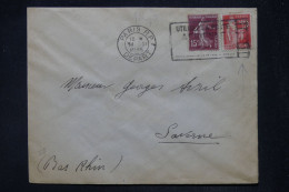 FRANCE - Type Paix Perforé Sur Enveloppe De Paros Pour Saverne En 1938 - L 171088 - Covers & Documents