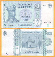 2017 2015  Moldova ; Moldavie ; Moldau  "5 LEI  2015"  UNC - Moldova