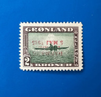 1945 Greenland Danmark Befriet 2 Kroner Inverted Overprint MNH - Ongebruikt
