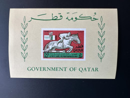 Qatar 1966 Mi. Bl. 14 Surchargé Overprint Jeux Olympiques Mexico JO Equitation Cheval Olympic Games Pferd Horse Sport - Qatar