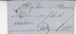 Frankreich Vollständiger Vorphilabrief – 1863 – Von Givors Nach Voiron – K2-Stempel & Taxvermerk „30“ - 1801-1848: Precursors XIX