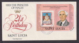 Briefmarken Saint Lucia Übersee Brief Block 1982 Princess Of Wales - St.Lucia (1979-...)