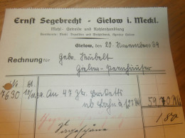 Mehl- Und Kohlenhandel - Ernst Segebrecht In Gielow I- Mecklenburg , 1939 , Altes Dokument !!! - Documents Historiques