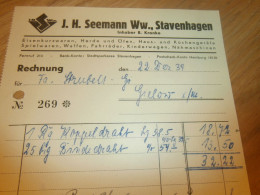 I.H. Seemann In Stavenhagen I. Mecklenburg , 1939 , B. Kronke , Porzellan , Steingut , Alte Rechnung !!! - Documents Historiques