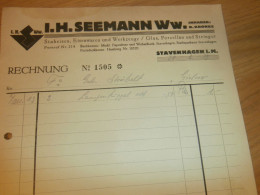 I.H. Seemann In Stavenhagen I. Mecklenburg , 1939 , B. Kronke , Porzellan , Steingut , Alte Rechnung !!! - Documents Historiques