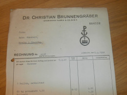 Dr. Christian Brunnengräber In Lübeck , 1940 , Chemische Fabrik , Lager Schwaan , Alte Rechnung !!! - Documents Historiques