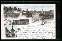 Lithographie Bern, Bärengraben, Seminar Muristalden, Zeitglockenthurm - Bern