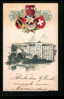 Präge-Lithographie Biel, Blick Zum Technikum, Wappen - Sonstige & Ohne Zuordnung