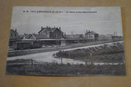 Etaples 1919,la Gare Et Dépendances, RARE, Ancienne Carte Postale,pour Collection - Etaples