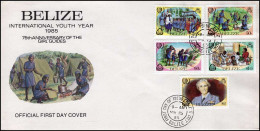 Belize - FDC - International Youth Year, 75th Anniversary Of The Girl Guides - Briefe U. Dokumente