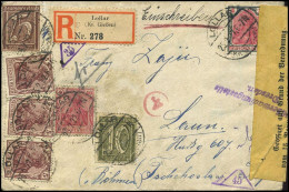 Einschreibebrief Von Lollar Nach Laun (Böhmen) - "Ueberwaschungsstelle Dresden" - Cartas & Documentos
