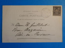 EE8 FRANCE  CARTE       COVER   1905  PETIT BUREAU   + PONT AIX +  SAGE 10C  + - 1877-1920: Periodo Semi Moderno