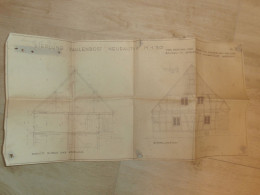 Siedlung Faulenrost I. Mecklenburg , 1934 , Alter Plan , Waren Müritz , Neubau Scheune , Architektur , Ca. 700x360 Mm !! - Documents Historiques