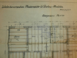 Maler W. Dahms , Kreuzstraße 17 In Malchin I. Mecklenburg , 1935 , Alter Plan , Haus , Architektur , Ca. 490 X 390 Mm !! - Documents Historiques