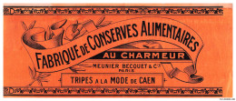 FAC-BFP1-0317-FACTURE - CONSERVES TRIPES DE CAEN AU CHARMEUR - MEUNIER BECQUET - PARIS - Alimentare