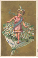 CHROMOS AO#AL000314 PETITE FILLE SUR UN BOUQUET DE FLEURS D ORANGERS GEANT - Other & Unclassified
