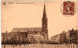 CPA Carte Postale Belgique  Courtrai Eglise Saint Eloi Et Entrée Du Parc  1928  VM96955 - Kortrijk
