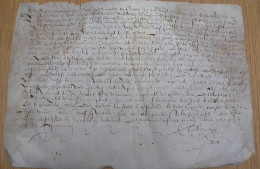 DOCUMENT PARCHEMIN DU XVe SIÈCLE  34 X 24 CM.  VOIR IMAGES - Documents Historiques