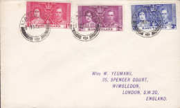 Delcampe - Basutoland MASERU 1937 FDC Cover Brief GVI. Coronation Issue Complete Set - 1933-1964 Crown Colony