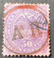 COLOMBIA 1892 TRIPLE AR OVERPRINT IN 2 COLORS BLACK & RED SC#155 50c RARITY - Colombia