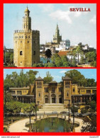 Delcampe - 4 CPSM/gf SEVILLE (Esagne) La Tour De L'Or / Place De L'Amérique / La Giralda De Nuit / Monument à Bécquer..*10654 - Sevilla