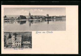 AK Eltville, Burg Crass, Uferpartie - Eltville