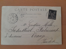 Carte Postale Avec Sage Type III N° 103 Seul (10 C.noir S. Lilas) - 1898-1900 Sage (Tipo III)