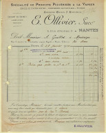 07992 /  NANTES Maison OLLIVIER BATUAUD Produits Pulvérisés Vapeur Epices Facture 28-01-1910 à GUILLOT Montaigu - Alimentare