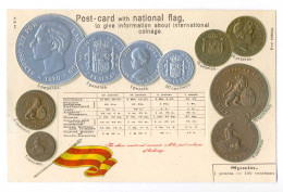 Spain Spanish Coins On German Embossed Ad Postcard Ca. 1906 Type 2 - Monete (rappresentazioni)