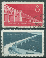 China 1957 Bau Der Yangtse-Brücke In Wuhan 347/48 Gestempelt - Gebruikt