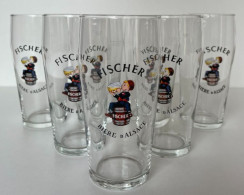Lot De 7 Verres à Bière FISCHER – Bière D’Alsace 25 Cl – Vintage 80/90 - Vasos