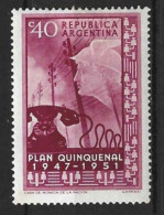 ARGENTINA...." 1951.."....40c....FIVE YEAR PLAN......TONED GUM......MH... - Unused Stamps