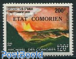 Comoros 1975 Volcano 1v, Overprint, Mint NH, History - Transport - Geology - Fire Fighters & Prevention - Pompieri