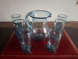Service à Orangeade En Verre Soufflé Bullé Type Biot - Vasos