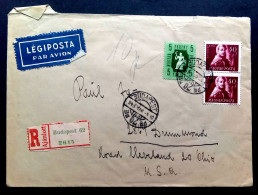 HUNGARY TO USA 1948,  BUDAPEST, CLEVELAND, SHAKER SQUARE & NEW YORK 4 DIFF CITY CANCEL, REGISTER COVER USED. - Covers & Documents