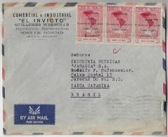 Paraguay 1966 El Invicto Airmail Cover Asunción Florianópolis Jaraguá Do Sul Brazil Strip Stamp National Epic Centenary - Paraguay