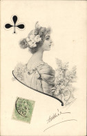 CPA Femme Cartes Trefle - Speelkaarten