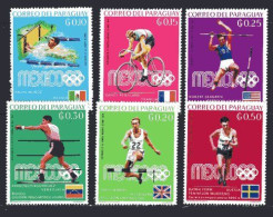 PARAGUAY 1969 SERIE MEDAILLES AUX J.O DE MEXICO YVERT N° 1000-05 NEUF** - Paraguay