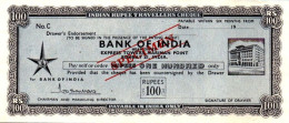INDIA 19TH CENTURY BANK OF INDIA UNUSED SPECIMEN 100 RS TRAVELER'S CHEQUES GOOD CONDITION - Cheques & Traveler's Cheques