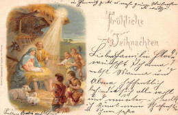 B249 Christmas Greetings 1898 Birth Of Jesus Christ Religious Scene Postcard - Sonstige & Ohne Zuordnung
