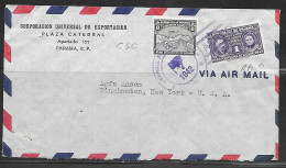 1942 Panama To USA Corner Card, Map Of Panama Stamp - Panama