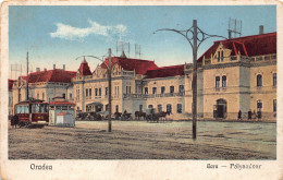 L510 Romania Nagyvarad Oradea Train Station Tram Vintage Postcard - Romania