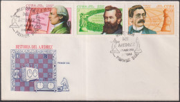 1976-Cuba Serie 5 Valori Scacchi Su 2 Fdc - Covers & Documents
