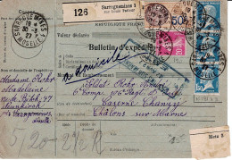 Tarifs Postaux Du 16-8-1926 Coli 1927-03-30 R (01) < 3 Kg 3,40 F. + Liv. Dom. 1,30 F. + Droit Timbre 50 C. - Covers & Documents