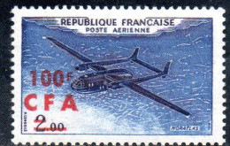 ISOLA DI RIUNION REUNION ISLAND ILE 1961 1964 POSTE AERIENNE NORATLAS FRANCE CFA OVERPRINTED SURCHARGED 100fr On 2 MNH - Posta Aerea