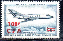 ISOLA DI RIUNION REUNION ISLAND ILE 1967POSTE AERIENNE MYSTERE20 STAMP FRANCE CFA OVERPRINTED SURCHARGED 100fr On 2 MNH - Posta Aerea