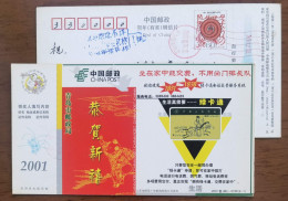 Postal Green Card,China 2001 Qingdao Post Office Telephone Payment System Business Advertising Pre-stamped Card - Post