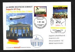 Bund 2010: 20 Jahr Deutsche Einheit: Zeppelin NT Flug Mit Bordsiegelmarke - Covers & Documents